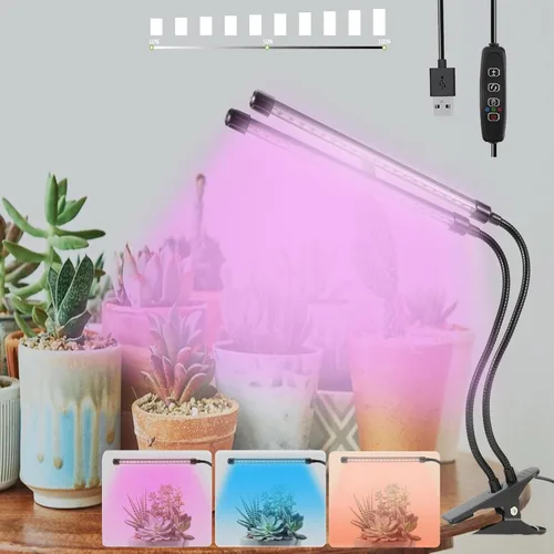 Miniatura 14 de Sunny Power Luces de cultivo con clip para plantas de interior de espectro completo, luz LED de 6000 K para cultivo en interiores con temporizador