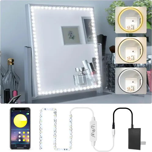 Miniatura 9 de Daymeet Luces LED de espejo de tocador con sensor de movimiento, luces LED activadas por movimiento de 4m para espejo, luces de tira flexibles