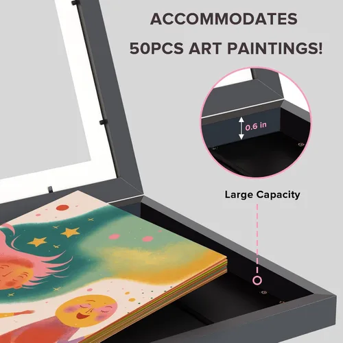Miniatura 5 de Marco de arte para niños, 1 unidad, marcos de obras de arte para niños, exhibición intercambiable de 8 x 10.5 pulgadas con paspartú o de 9.5 x 12