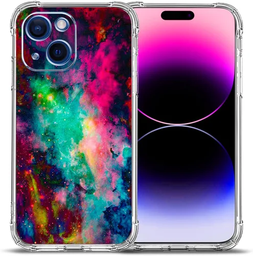 Miniatura 11 de Funda para iPhone 15, colorida mariposa flores protección contra caídas a prueba de golpes TPU cuerpo completo protector resistente a los arañazos