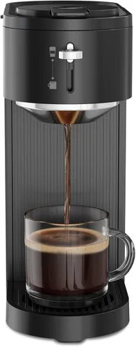 Kismile K-mini - Cafetera de una sola porción para K Cup y café molido, cafetera de doble preparación, tamaño de taza ajustable de 6 a 14 onzas,