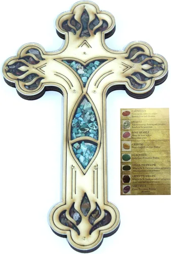 Miniatura 5 de Cruz del Salvador de Jesús Llena de Piedras Semipreciosas Cornalina Rojiza Firy de Tierra Santa