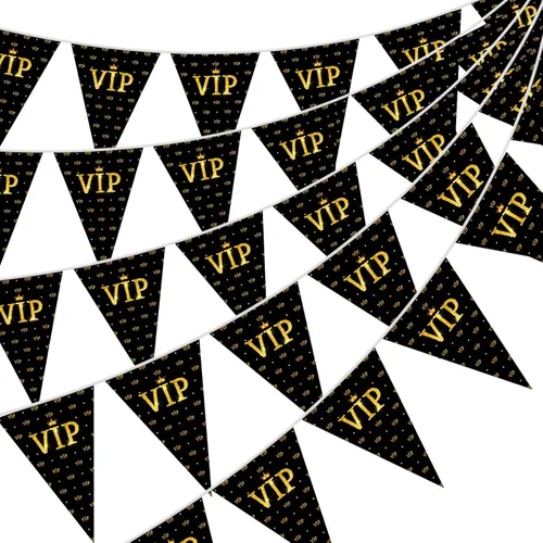Faccito Banderines VIP de 49 pies, decoraciones de noche de película, banderines triangulares para fiesta VIP, banderines nocturnos de película para