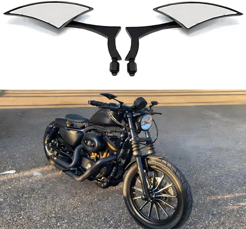 Miniatura 2 de DREAMIZER Espejos retrovisores negros universales de 8 mm/10 mm para motocicleta, compatibles con Harley, bicicleta de calle, scooter, chopper