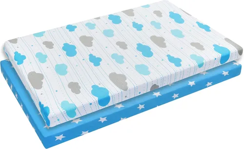 Miniatura 12 de Paquete de 2 sábanas de colchón n Play, 100% algodón percal, suaves, portátiles, para cuna, para niñas con búhos/corazones y diseño rosa sólido