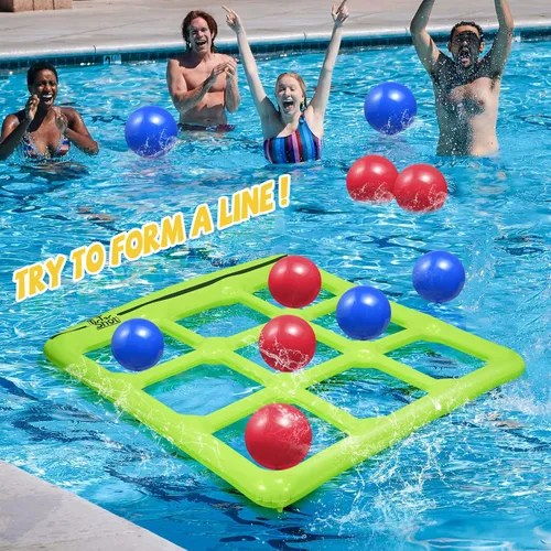 Miniatura 9 de Juego de Juguetes de Piscina TicTac Shot - Juego Inflable de Tic Tac Toe para Piscina con 10 Bolas - para Adultos, Adolescentes, Niños de 2 a 10