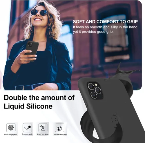 Miniatura 3 de Vooii Compatible con iPhone 11 Pro, silicona líquida suave de goma delgada, funda protectora de cuerpo completo con forro de microfibra suave