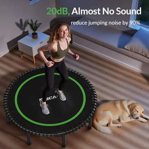 Miniatura 8 de BCAN 450/550LBS Mini Rebounder Trampoline for Adults, 40"/48" Foldable Fitness Trampoline with Bungees, Quiet & Stable Exercise Trampoline verde