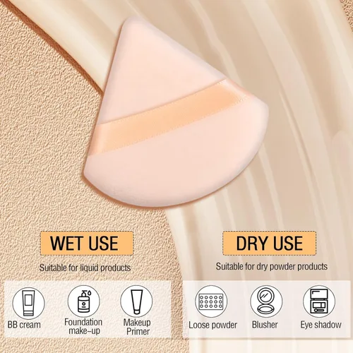 Miniatura 3 de 6 Piezas Borla de Polvo Triangular Esponja de Maquillaje Suave Borla de Maquillaje para Polvo Facial Base Cosmética Esponja Herramienta
