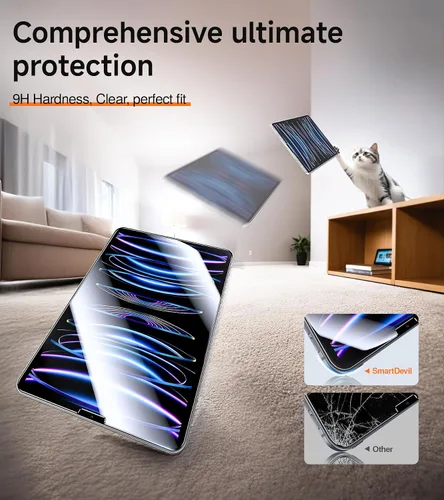 Miniatura 5 de SMARTDEVIL Protector de pantalla para iPad Air 5ª/4ª de 10.9 pulgadas (2022/2020), iPad Pro de 11 pulgadas (2022/2021/2020/2018) con marco de fácil