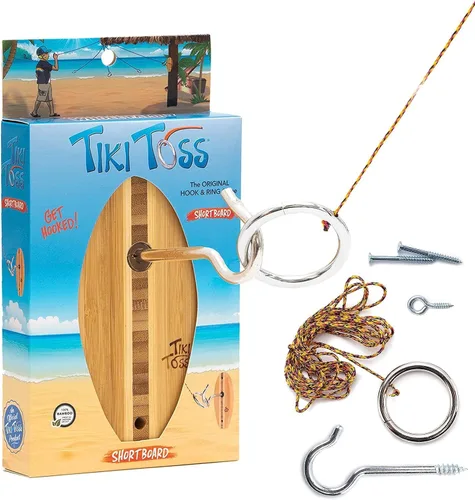 Tiki Toss Ring Toss Game for Adults - Hook and Ring Games with String and Hooks for Indoor/Outdoor Use, Man Cave Decor & Stuff, Gifts for Pequeño 5