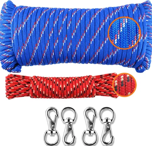 Wellmax Cuerda de nailon trenzada de diamante con tratamiento UV y resistente a la intemperie, paquete de 2 unidades de 1/4 pulgadas x 100 pies,