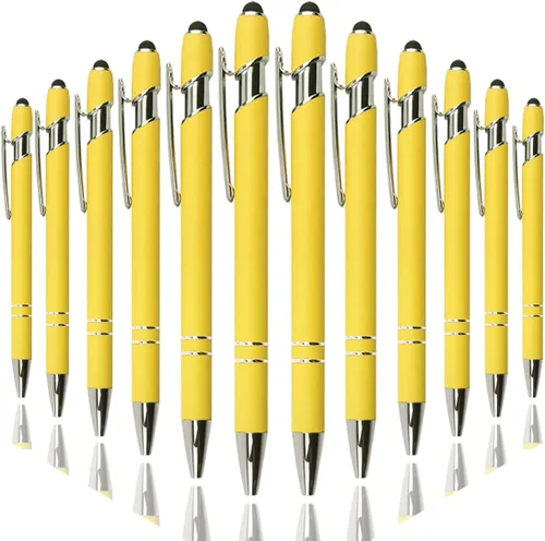 Miniatura 19 de Oddmoal Bolígrafo con punta de lápiz, bolígrafo de metal suave al tacto, punta media de 0.039 pulgadas, tinta negra, 12 unidades (color mezclado)