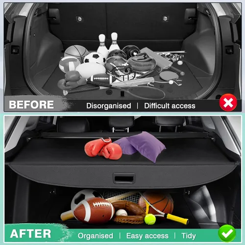 Miniatura 5 de Powerty Cubierta de Carga para VW Volkswagen Tiguan 2018-2024, Accesorios Cubierta de Maletero Retráctil Sombra Protectora de Maletero, Cubierta