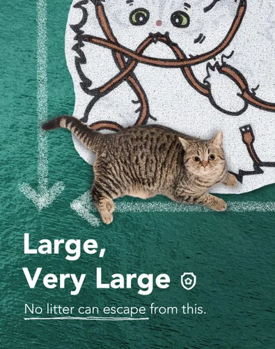 Miniatura 3 de Lukamoo® Bonita alfombra de arena para gatos (30 x 20 pulgadas), extra grande y XL, para arena de gatos y bonita caja de arena para gatos, tapete