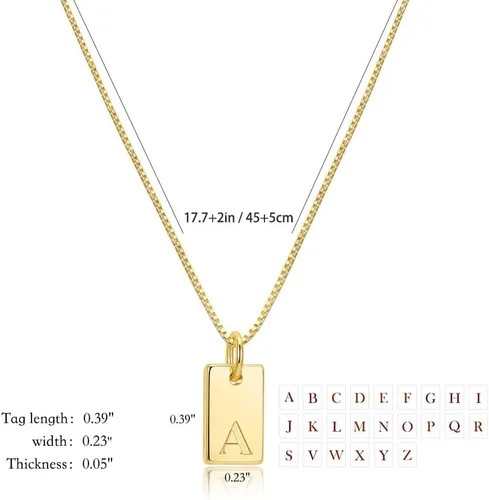 Miniatura 6 de Hongyigoy Collares con inicial para mujer, chapado en oro de 14 quilates, delicado collar con nombre, collar personalizado de la A a la Z con dije