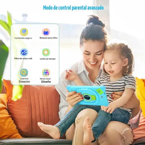 Miniatura 4 de Tablet para niños de Trayoo, tablet de 7 pulgadas para niños, tablet para niños pequeños de 32 GB con estuche incluido, control parental, cámara Azul