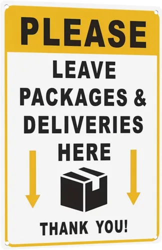 Miniatura 17 de Letrero de metal rústico vintage de 8 x 12 pulgadas – Please Leave Packages Here with Finger Flecha Retro Advertencia, Cita, Decoración de pared