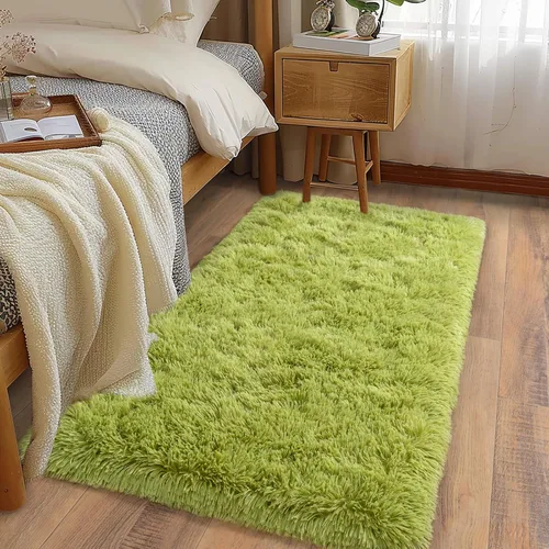 Miniatura 94 de Alfombras suaves para pasillos de dormitorio, nuevas, con parte inferior antideslizante mejorada, de 2 x 3, alfombra esponjosa y peluda verde