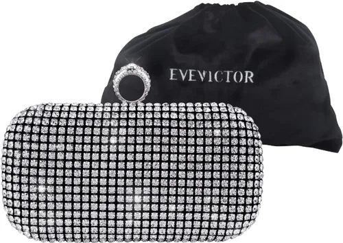 Miniatura 6 de Evevictor Bolso de mano de noche para mujer, bolso de noche brillante para cóctel, graduación, fiesta, bolso de noche pequeño de cristal para boda
