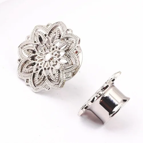Miniatura 2 de Túneles de dilatadores para los oídos, joyería de calibre con forma de flor hueca de acero inoxidable, 2