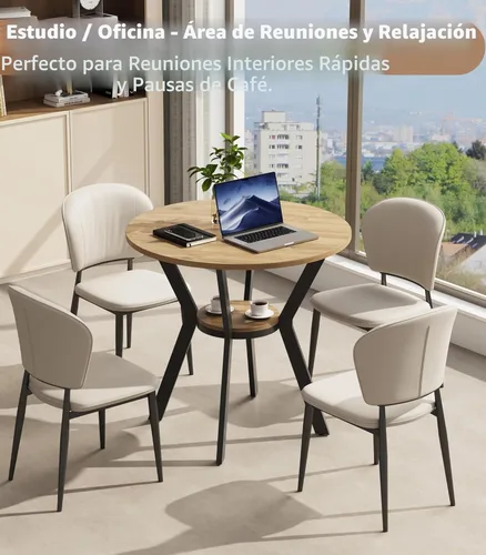 Miniatura 8 de Mesas redondas de cocina para 2-4, mesas de comedor pequeñas de 31.5 pulgadas con almacenamiento, mesa de comedor circular de madera rústica