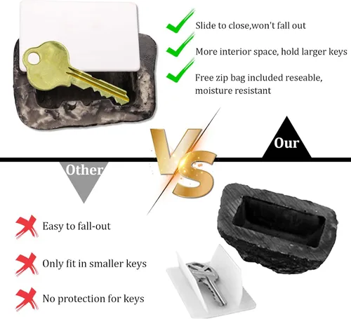 Miniatura 3 de Rock to Hide Key Outside – Piedra falsa se ve real, caja de seguridad secreta para exteriores para las necesidades de la casa de patio