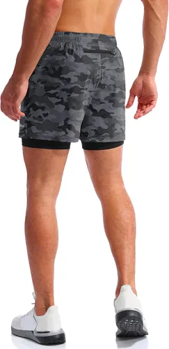 Miniatura 4 de Pudolla Mens 2 in 1 Running Shorts 5" Quick Dry Gym Athletic Workout Shorts for Men with Phone Pockets