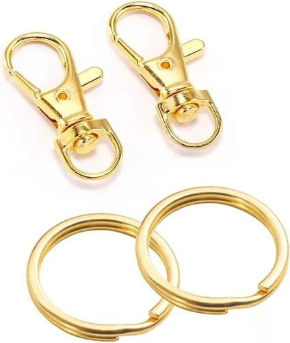 Miniatura 7 de 60 Piezas Cierres Giratorios Dorados Premium Ganchos de Presión para Cordón con Anillas para Llaves, Ganchos de Clip para Cadena de Llaves Cierres