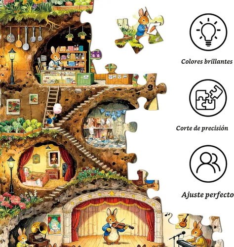 Miniatura 6 de HUADADA Rompecabezas para adultos de 1000 piezas, protección ocular, tema de casa de conejos, regalos de cumpleaños para mujeres y hombres
