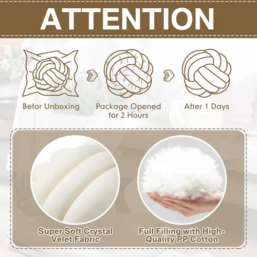 Miniatura 6 de Namalu 2 piezas de almohada bola de nudo suave, cojines decorativos redondos anudados, almohadas de bola rellenas hechas a mano para dormitorio