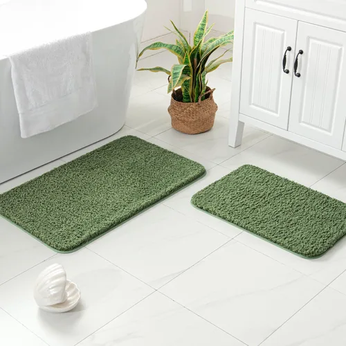 Miniatura 15 de MIULEE Juego de 2 alfombras de baño antideslizantes peludas extra gruesas y suaves, alfombrillas de baño de microfibra suave absorbente de agua