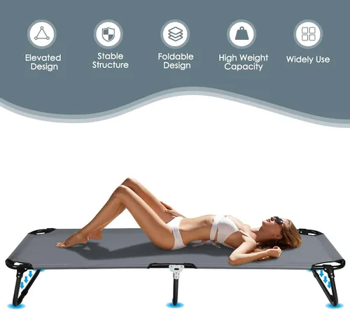 Miniatura 2 de Giantex Catre plegable de camping para adultos, cama portátil con tela Oxford 600D, marco resistente, capacidad de 350 libras, uso en 1 paso, silla