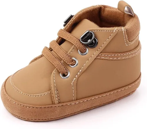 Sekantrol Zapatos de cuna para recién nacidos, para niños y niñas, suela de goma suave, zapatos para bebés, zapatos deportivos de moda de caña alta
