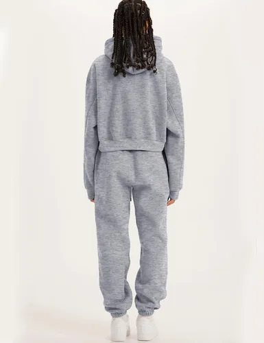 Miniatura 27 de Kissonic Conjunto deportivo de forro polar para mujer, 2 piezas, sudadera con capucha y pantalones deportivos