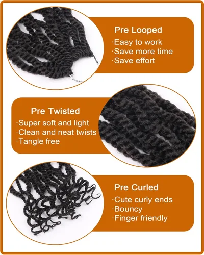 Miniatura 3 de Trenzas de ganchillo senegalés Color 4 Cabello pre-trenzado de ganchillo senegalés para mujeres negras de 12 pulgadas Paquete de 8 trenzas