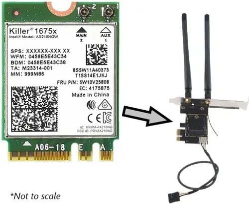 Miniatura 2 de AX1675x Killer Series Kit Wi-Fi 6E de escritorio 2.4 Gbps Soporte Bluetooth 5.3 PCIe x4 Tri Band 2.4/5/6 GHz No vPro AX210.NGWG.NVX