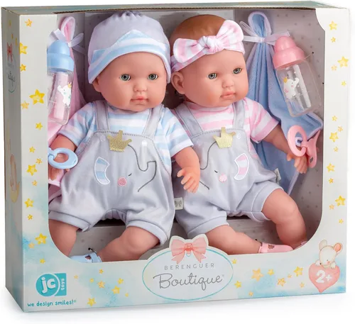 Miniatura 2 de JC Toys Muñeca de Bebé Realista de Cuerpo Suave de 15" con Ojos que Abren/Cierran Berenguer Boutique Tema de Mameluco con Capucha de Elefante
