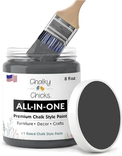 Miniatura 78 de Chalky Chicks - Pintura mate a la tiza, no requiere lijado, 4 onzas líquidas, color gris oscuro (Gun Metal Gray), para muebles, pintura sin Gris