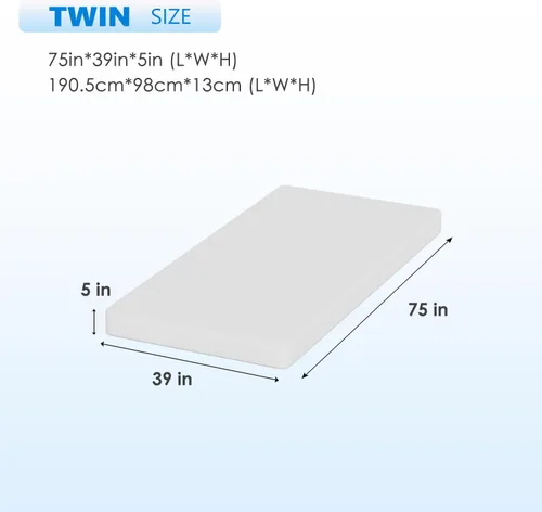 Miniatura 2 de FDW Colchón de espuma viscoelástica de gel refrescante de 5 pulgadas, colchón de firmeza media para aliviar la presión para niños y adultos