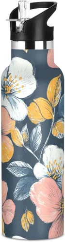 Miniatura 17 de Flores de otoño, tulipán, narciso, gladiolo, azul, doble pared, aisladas al vacío, botellas de agua con pajitas, a prueba de fugas, sin BPA, a