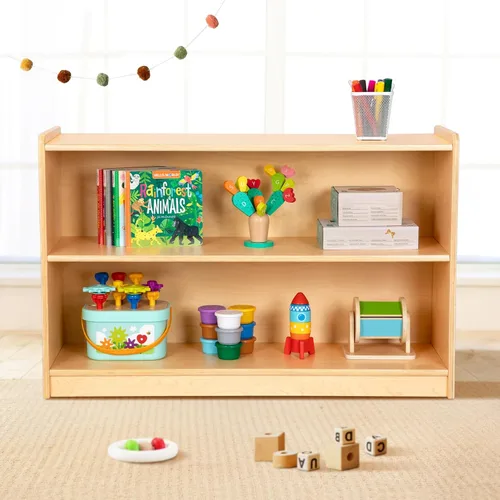 Miniatura 2 de OOOK Estante Montessori, organizadores y almacenamiento de juguetes, estantería de 2 niveles para niños pequeños, adecuada para aula, jardín