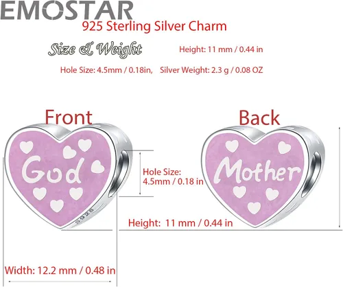 Miniatura 2 de EMOSTAR Dijes temáticos para el día de la madre, plata de ley, madre, padre, hija, hijo, nana, esposa, marido, madrina, corona de mamá, cuentas