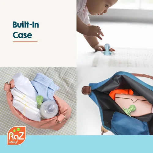 Miniatura 5 de RaZbaby Keep-It-Kleen - Paquete de 2 chupetes para bebé, se cierra cuando se cae, pezón de ortodoncia de silicona sin BPA, ideal para viajes