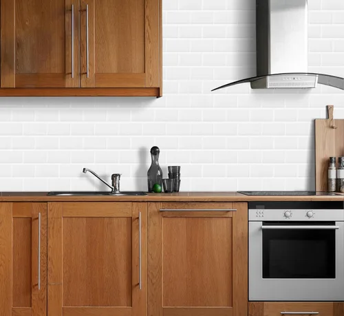 Miniatura 5 de DEWOO Azulejos blancos de metro para despegar y pegar, azulejos de ladrillo adhesivo para pared para cocina y baño, 10 hojas, 12 x 12 pulgadas Todo