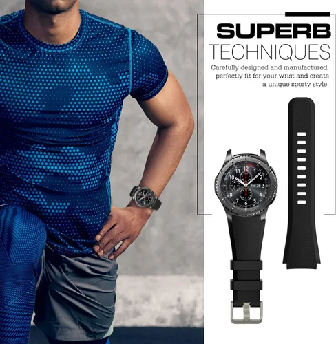 Miniatura 5 de TiMOVO Correa compatible con Samsung Gear S3 Frontier/Galaxy Watch 3 1.772 in/Galaxy Watch 1.811 in, 0.866 in Correa de silicona suave para S3 Negro