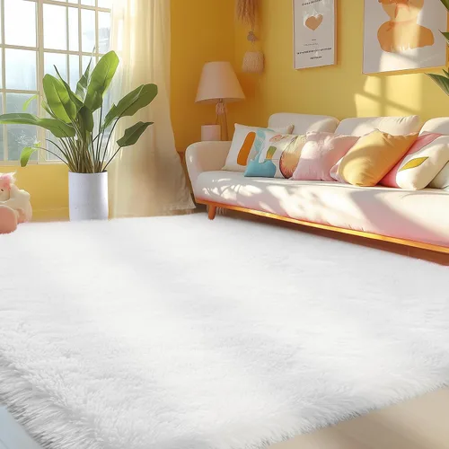 Miniatura 28 de Topmaxcs Alfombra de Área de Pelo Largo Negro para Dormitorio: 8x10 Alfombras de Área de Pelo Largo Esponjosas para Sala de Estar- Alfombras