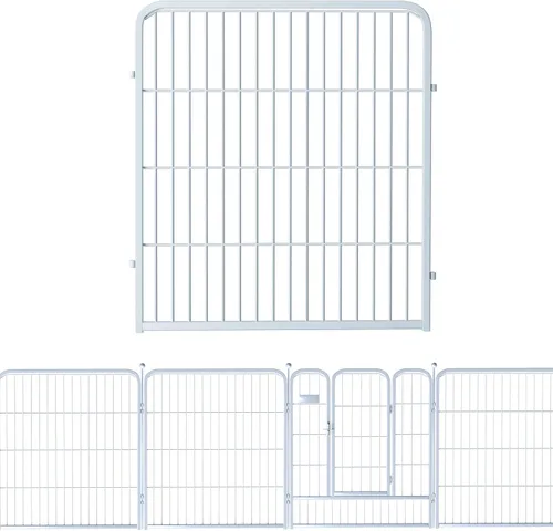 Miniatura 7 de Valla de jardín al aire libre con puerta, paquete de 6 unidades de 32 pulgadas de alto x 14 pies de largo, metal resistente, valla decorativa