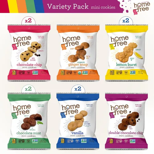 Miniatura 4 de Homefree Paquete variado de mini galletas, sin gluten, sin nueces, vegano, paquetes de bocadillos de galletas, seguro para la escuela y apto