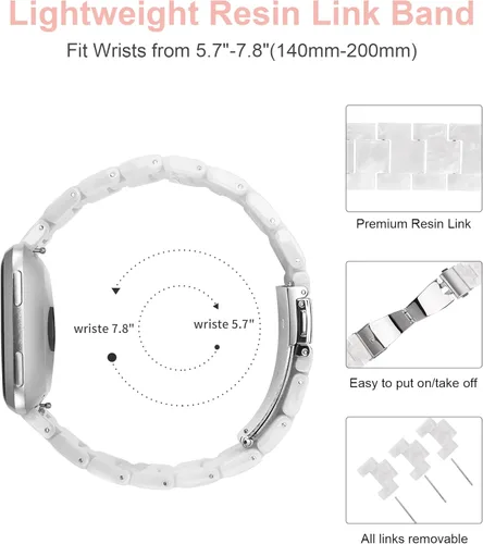 Miniatura 3 de Wearlizer Correa de resina compatible con Fitbit Versa/Versa 2/Versa Lite/Versa SE correas para mujeres y hombres, pulsera ligera de repuesto correa